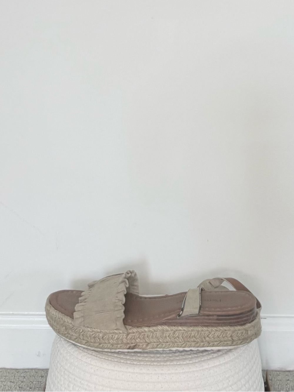 Pierre Dumas Ruffle Espadrille Wedge Sandals
